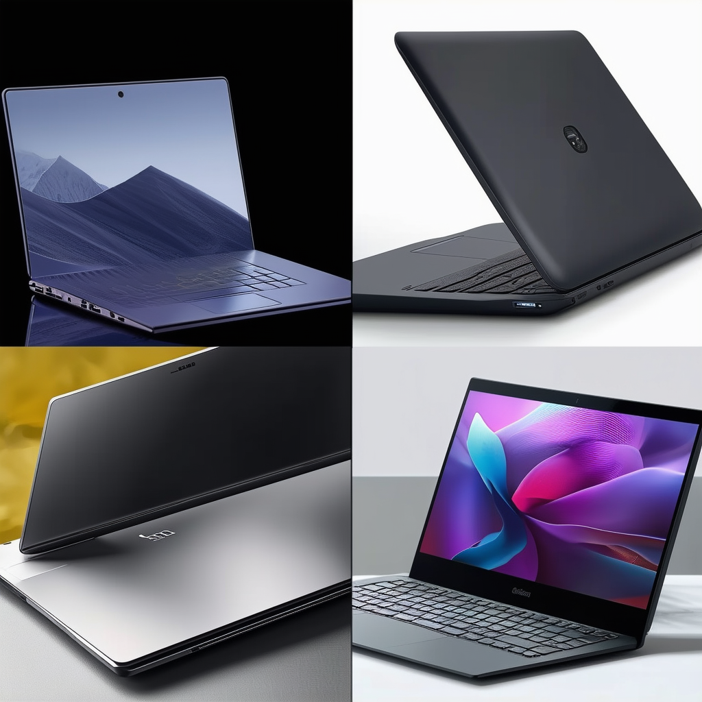 A collage of sleek, modern budget laptops showcasi