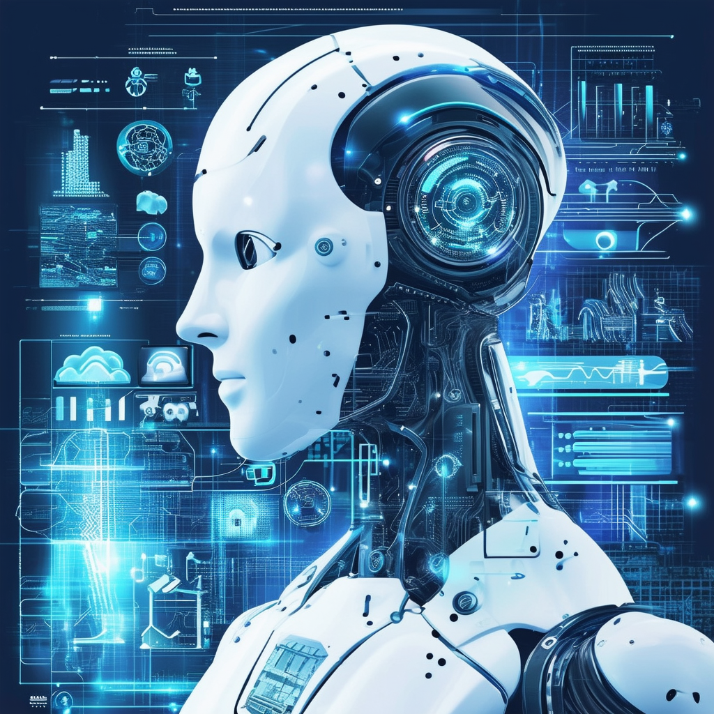 A futuristic depiction of AI integration in variou